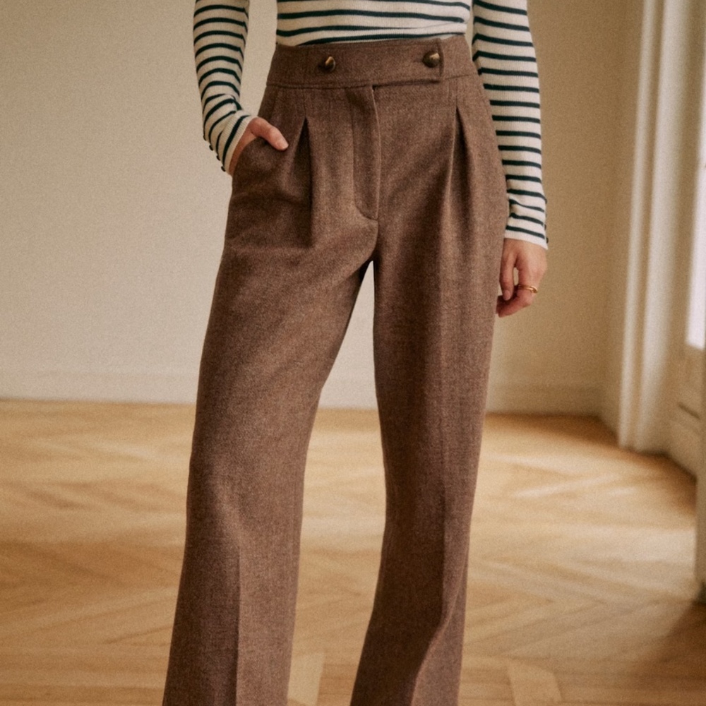 Sezane Auguste Trousers Taupe - Size 6
